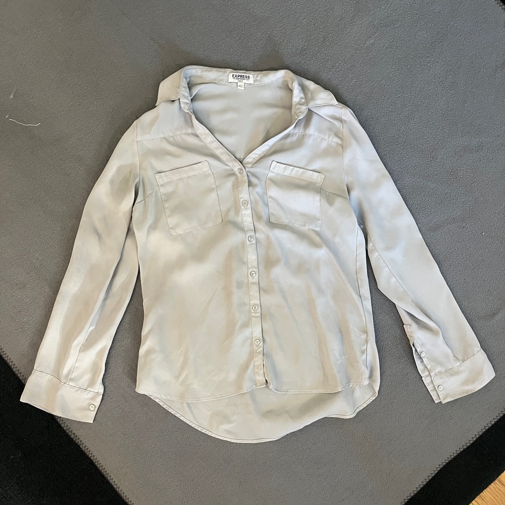 Express Grey Button Down Shirt
